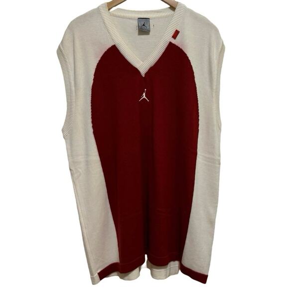 Vintage Jordan Sweater Mens 2XL XXL Knit Vest Jumpman Streetwear V Neck Y2K - Picture 1 of 8